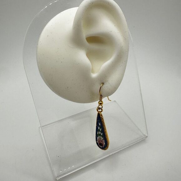 Stunning Italian Florentine micro mosaic dangle/drop earrings! - Picture 9 of 15